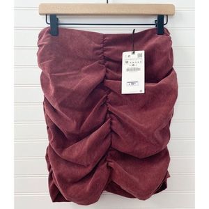 ZARA Ruched Corduroy Mini Skirt | Size Medium
